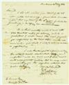 WHITNEY, ELI. Autograph Letter Signed, E. Whitney, twice, to Commissary General Callender Irvine,